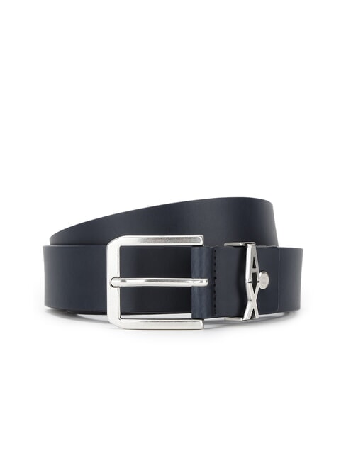 ARMANI EXCHANGE A|X METALLIC LOGO Cintura in pelle, accorciabile blu navy - Cinture