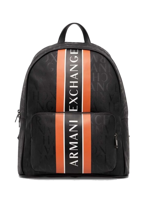 ARMANI EXCHANGE LOGO PRINT Zaino porta pc 13" black/orange - Zaini da lavoro porta PC