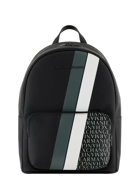 ARMANI EXCHANGE A|X STRIPES MONOGRAM Zaino porta pc 13" black / agave green - Zaini da lavoro porta PC