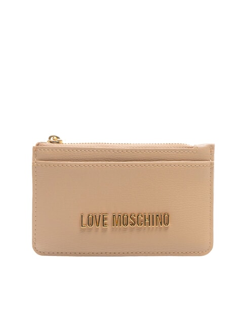 LOVE MOSCHINO METALLIC LOGO Portcarte piatto con portamonete sabbia - Portafogli Donna