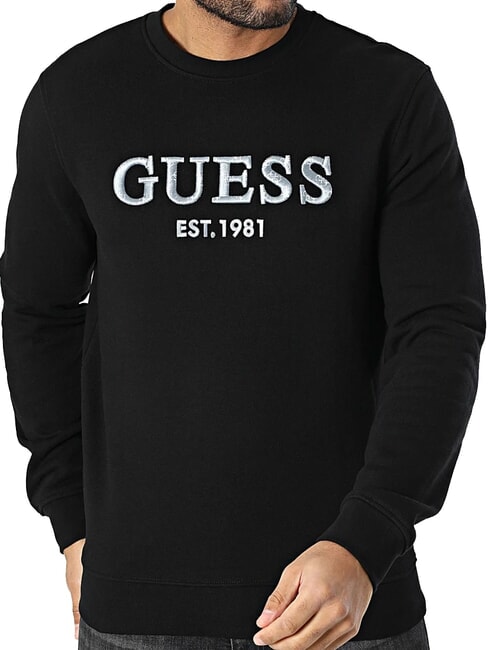 GUESS BEAU Felpa girocollo ricamo logo jetbla - Felpe Uomo
