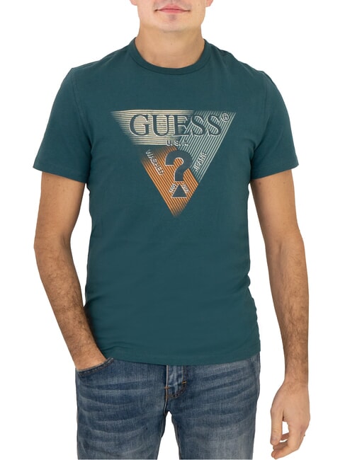 GUESS SS CN TRIANGLE T-shirt a maniche corte true teal - T-shirt Uomo