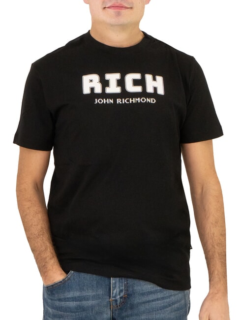 JOHN RICHMOND KUHSE T-shirt con stampa logo black - T-shirt Uomo