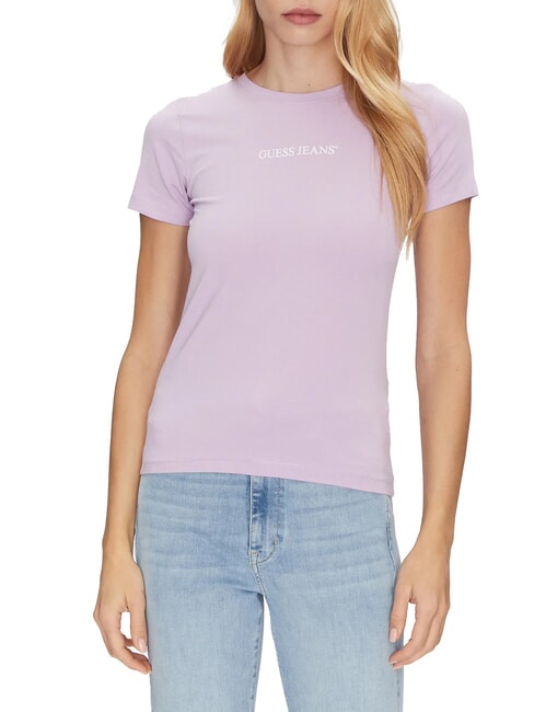 GUESS JEANS SLIM LOGO T-shirt stretch slim fit lilla flower - T-shirt e Top Donna
