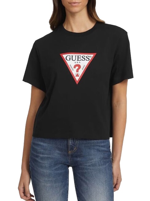 GUESS JEANS SS CN BOXY ICONIC  T-Shirt in cotone jetbla - T-shirt e Top Donna