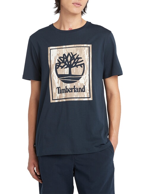 TIMBERLAND STACK LOGO T-shirt in cotone dark sapphire - T-shirt Uomo