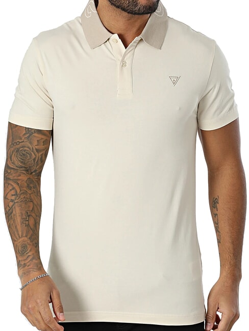 GUESS NOLAN SS Polo a manica corta stretch resort sand - Polo Uomo