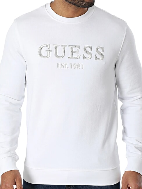 GUESS BEAU Felpa girocollo ricamo logo purwhite - Felpe Uomo
