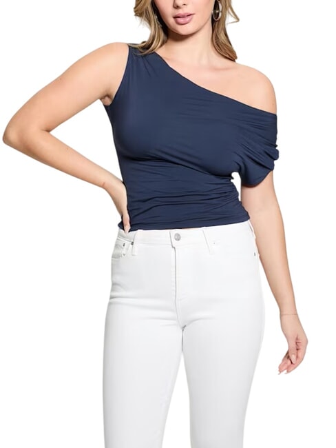 GUESS SS DOLMAN OFF MIRAYA  T-Shirt monospalla blackened blue - T-shirt e Top Donna
