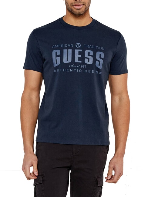 GUESS SS BSC TRADITION  T-Shirt in cotone smart blue multi - T-shirt Uomo