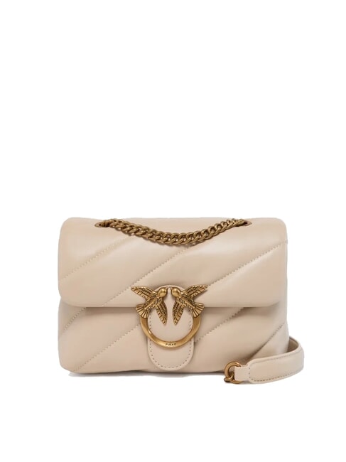 PINKO MINI LOVE BAG Borsa in nappa beige-grigio fumo-antique gold - Borse Donna