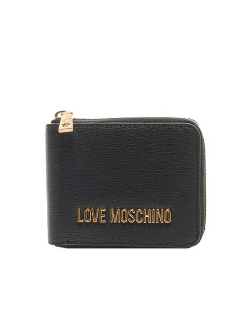 LOVE MOSCHINO METALLIC LOGO Portafoglio piccolo zip around Nero - Portafogli Donna