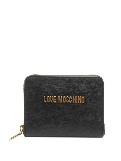 LOVE MOSCHINO METALLIC LOGO Portafoglio medio zip around Nero - Portafogli Donna