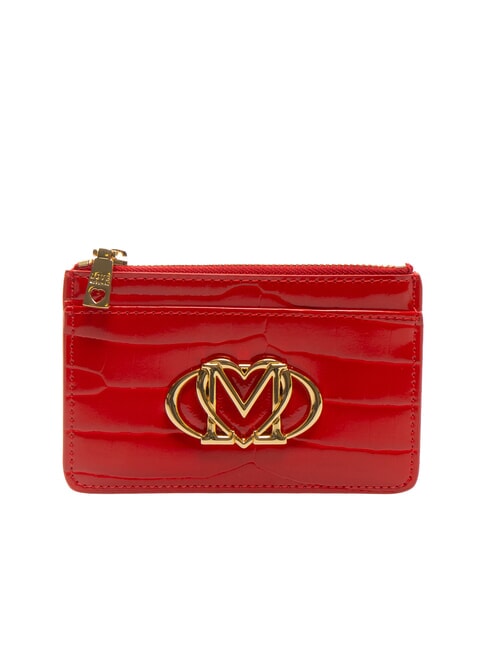 LOVE MOSCHINO CROCO PRINTED Portacarte piatto con zip rosso - Portafogli Donna