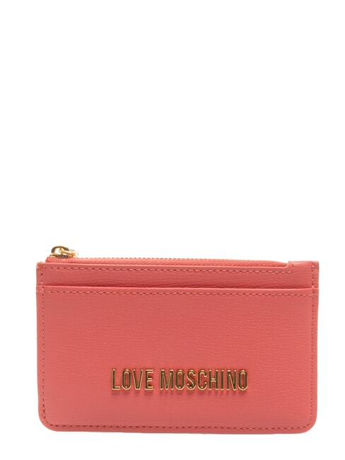LOVE MOSCHINO METALLIC LOGO Portcarte piatto con portamonete corallo - Portafogli Donna