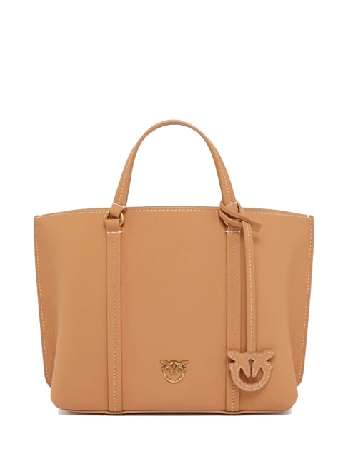 PINKO CARRIE Borsa shopper in pelle bottalata torrone-antique gold - Borse Donna