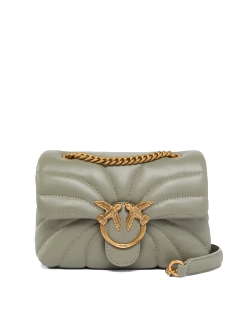 PINKO LOVE PUFF MINI Borsa tracolla mini in nappa verde vertiver-antique gold - Borse Donna