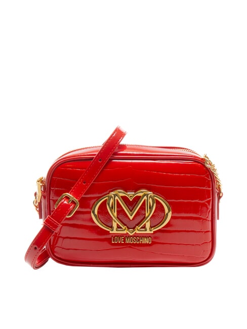 LOVE MOSCHINO CROCO PRINTED Borsa camera case a tracolla rosso - Borse Donna