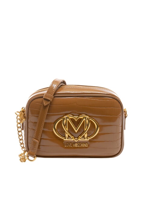LOVE MOSCHINO CROCO PRINTED Borsa camera case a tracolla cammello2 - Borse Donna