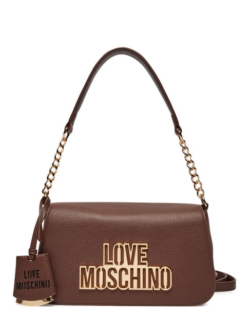 LOVE MOSCHINO METALLIC LOGO Borsa a spalla con tracolla tmoro - Borse Donna