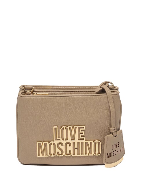 LOVE MOSCHINO METALLIC LOGO Borsa a tracolla crema - Borse Donna