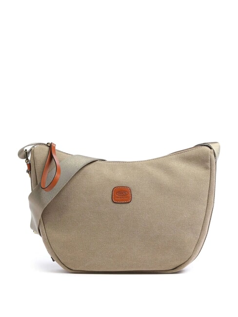 BRIC’S SORRENTO LUNA Borsa mezzaluna in canvas oliva - Borse Donna