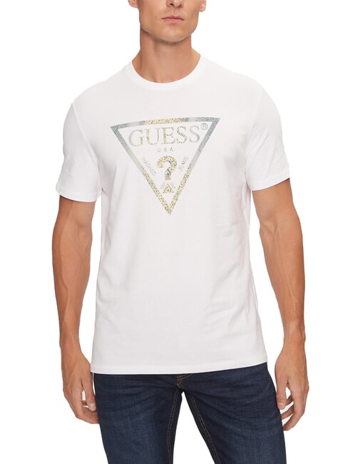 GUESS TRIANGLE T-shirt con maxi stampa purwhite - T-shirt Uomo