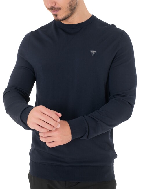 GUESS DANE TECH Maglia girocollo a manica lunga smartblue - Maglie Uomo