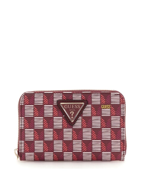 GUESS G WAVE  Portafoglio Zip Around Medio claret logo - Portafogli Donna