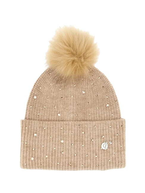 GUESS STRASS Berretto con pon pon Camel - Cappelli