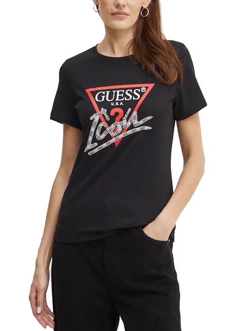 GUESS SS CN ICON  T-Shirt in cotone jetbla - T-shirt e Top Donna
