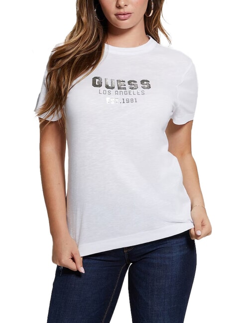 GUESS PYRAMIDE T-shirt con stampa in rilievo purwhite - T-shirt e Top Donna