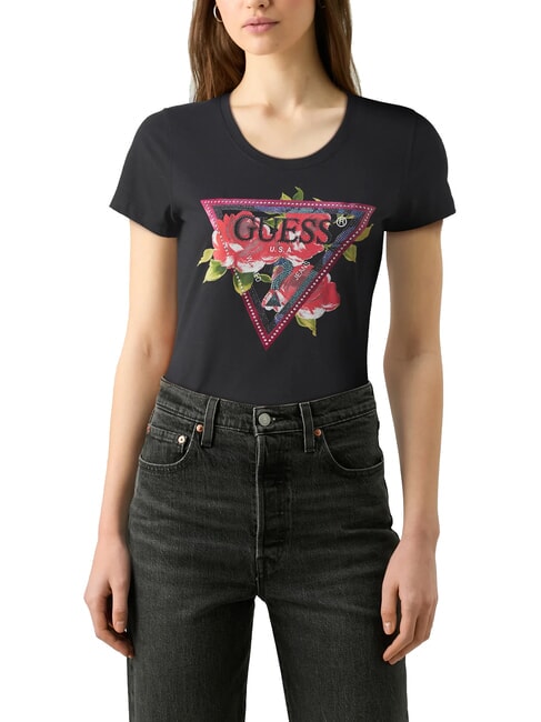 GUESS TRIANGLE T-shirt con stampa floreale jetbla - T-shirt e Top Donna