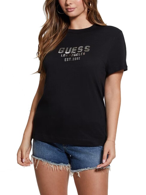 GUESS PYRAMIDE T-shirt con stampa in rilievo jetbla - T-shirt e Top Donna