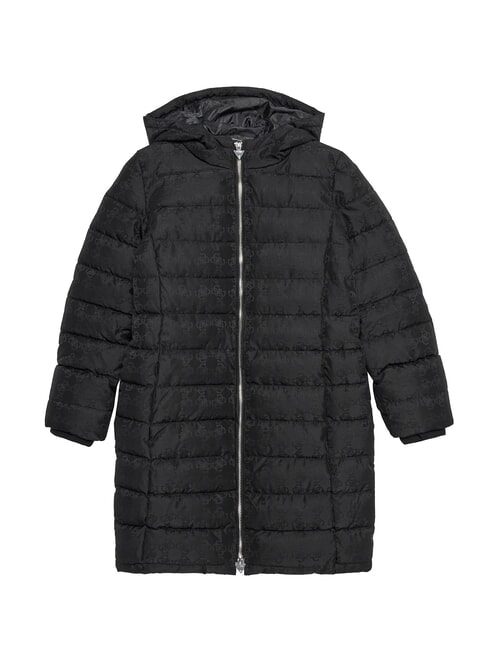GUESS KIDS Puffer giubbino lungo cappuccio 4g black jacquard - Giacche Bambini