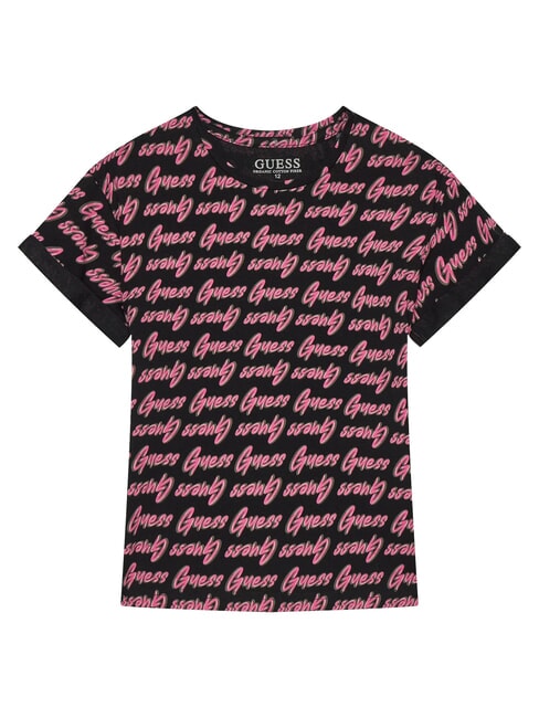 GUESS KIDS T-shirt stampa logo all over aop guess black - T-shirt Bambino