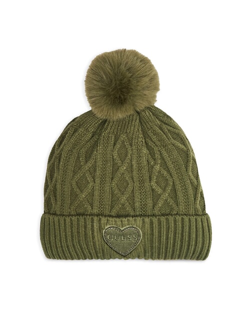 GUESS KIDS Cappello a trecce con pon pon green plant - Cappelli Bambini