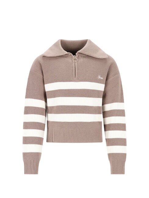 GUESS KIDS Cardigan a strisce con zip brown white stripes - T-shirt Bambino