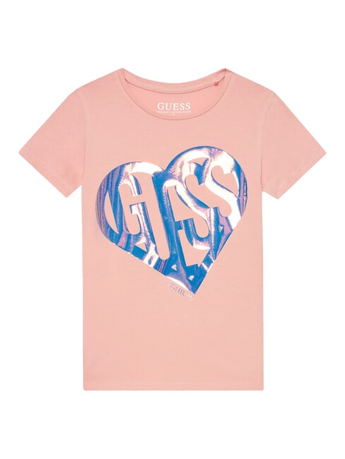GUESS KIDS T-shirt con stampa a cuore beloved pink - T-shirt Bambino