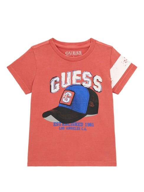 GUESS KIDS T-shirt stampa cappello baseball rapid red - T-shirt Bambino