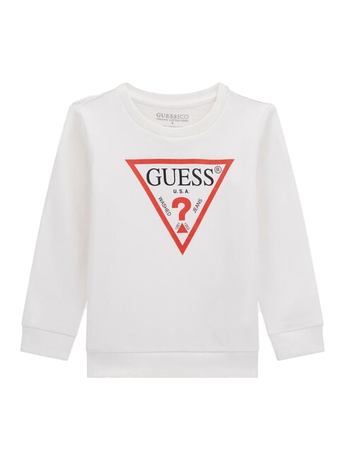 GUESS CORE KIDS Felpa girocollo con logo triangolo true white a000 - Felpe Bambini