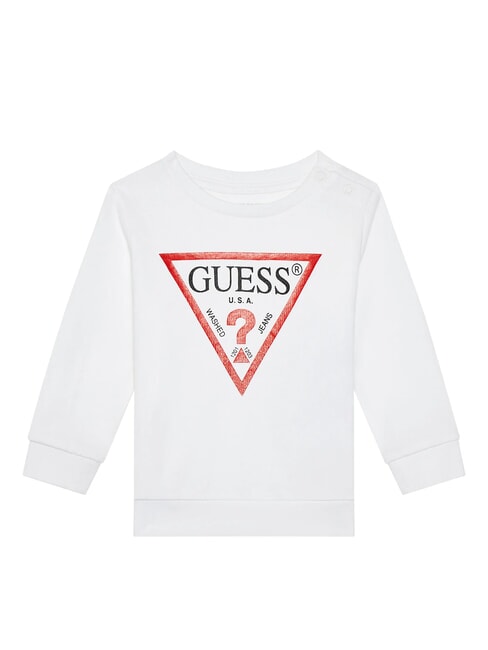 GUESS CORE KIDS Felpa girocollo con logo triangolo true white a000 - Felpe Bambini