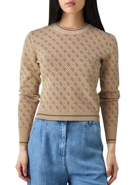 GUESS LISE 4G Cardigan girocollo coffee and travertin - Maglie Donna