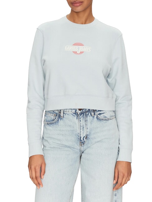 GUESS JEANS CN CROP Felpa in cotone azure laguna - Felpe Donna