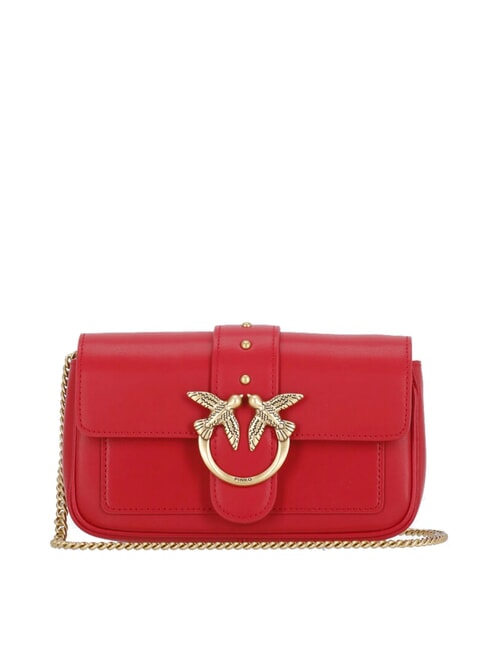 PINKO LOVE ONE POCKET Borsa in pelle rosso-antique gold - Borse Donna