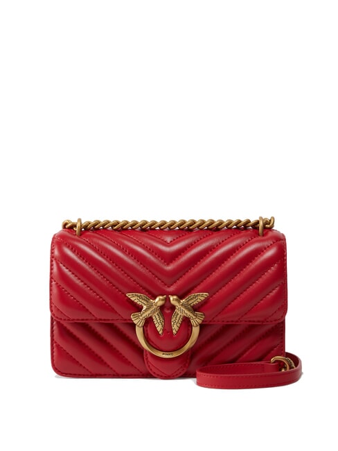 PINKO MINI LOVE BAG Borsa one chevron rosso-antique gold - Borse Donna