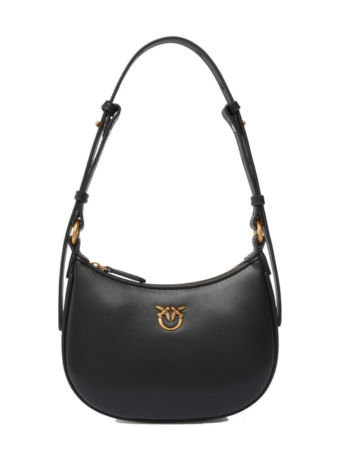 PINKO HALF MOON BABY Borsa a spalla in pelle nero-antique gold - Borse Donna