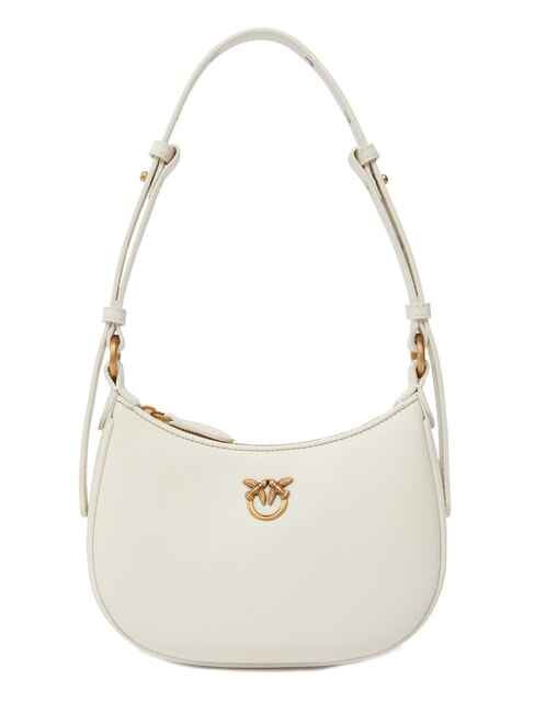 PINKO HALF MOON BABY Borsa a spalla in pelle bianco seta-antique gold - Borse Donna