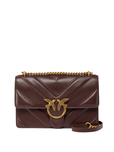 PINKO LOVE ONE CLASSIC Borsa in pelle a tracolla uva di catawba-antique gold - Borse Donna