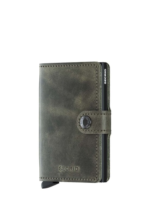 SECRID VINTAGE  Portafoglio in pelle con portacard in alluminio olive-black - Portafogli Uomo